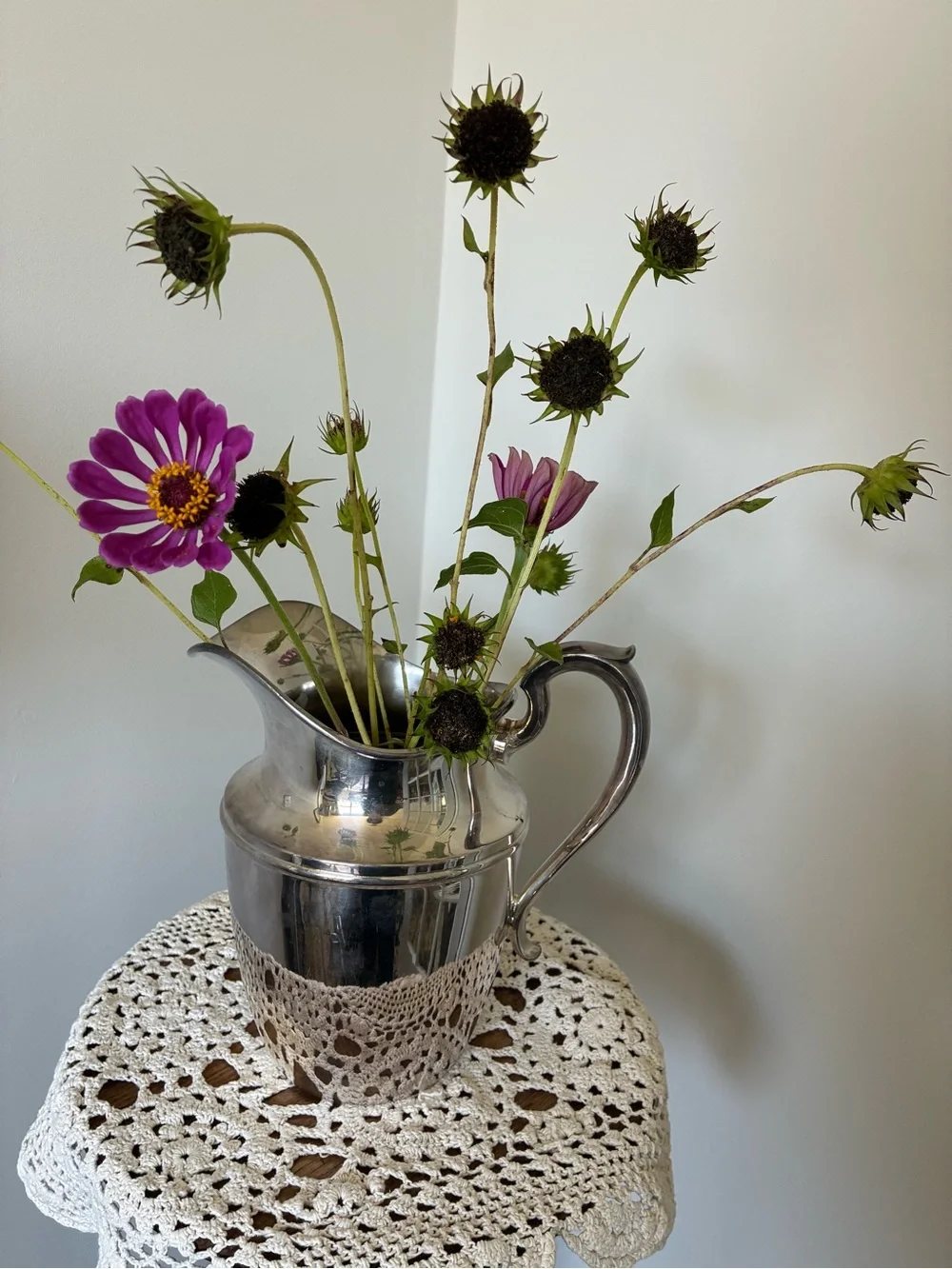 Vintage Gorham Silver plate Water Pitcher Flower Vase English Cotttage Country